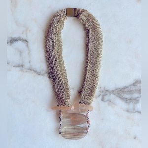 Anthropologie rose quartz crystal necklace